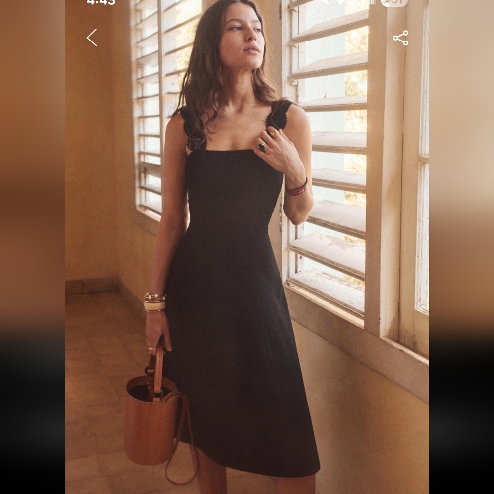Sezane Edna Black Midi Dress
